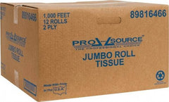 PRO-SOURCE - 1,000' Roll Length x 3-5/8" Sheet Width, Jumbo Roll Toilet Tissue - 2 Ply, White, Recycled Fiber - Americas Tooling