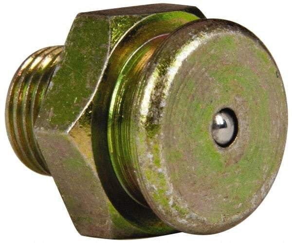 Value Collection - Straight Head Angle, 1/8 NPT Steel Button-Head Grease Fitting - 15.88mm Hex - Americas Tooling