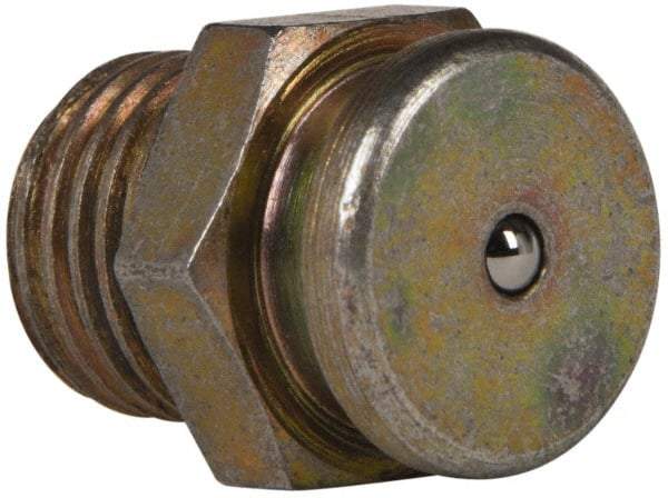 Value Collection - Straight Head Angle, 1/4 NPT Steel Button-Head Grease Fitting - 15.88mm Hex - Americas Tooling