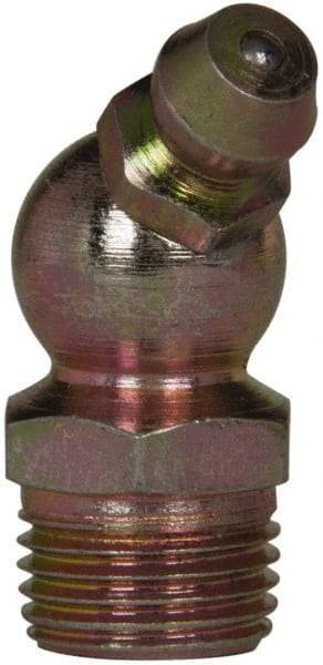 Value Collection - 45° Head Angle, 1/8 NPT Steel Standard Grease Fitting - 11.11mm Hex - Americas Tooling