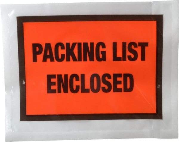 Nifty Products - 1,000 Piece, 5-1/2" Long x 4-1/2" Wide, Envelope - Packing List Enclosed, Orange Full Faced - Americas Tooling