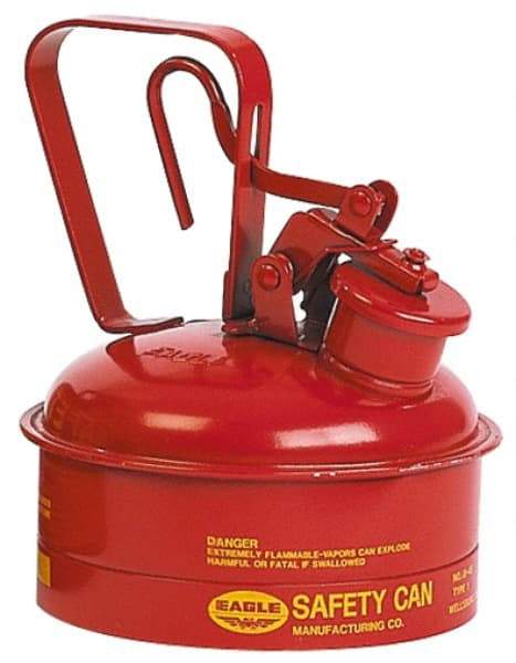 Eagle - 2 Qt Galvanized Steel Type I Safety Can - 8-3/4" High x 6-3/4" Diam, Red with Yellow - Americas Tooling