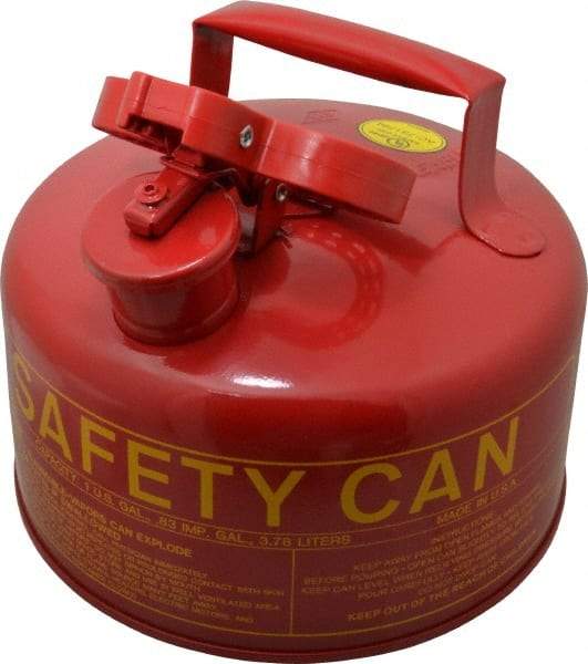 Eagle - 1 Gal Galvanized Steel Type I Safety Can - 10" High x 9" Diam, Red with Yellow - Americas Tooling