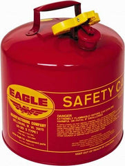 Eagle - 5 Gal Galvanized Steel Type I Safety Can - 13-1/2" High x 12-1/2" Diam, Red with Yellow - Americas Tooling