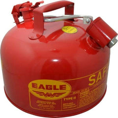 Eagle - 2 Gal Galvanized Steel Type II Safety Can - 9-1/2" High x 11-1/4" Diam, Red with Yellow - Americas Tooling