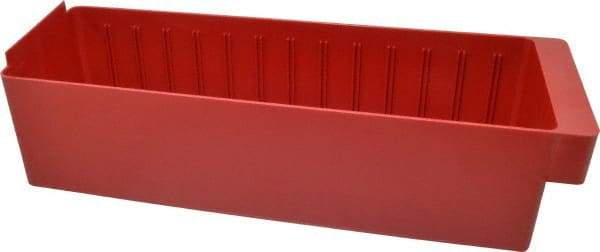 Quantum Storage - 17-5/8" Deep, Red High-Impact Polystyrene Drawer Bin - 4-5/8" High x 5-9/16" Wide x 17-5/8" Long - Americas Tooling