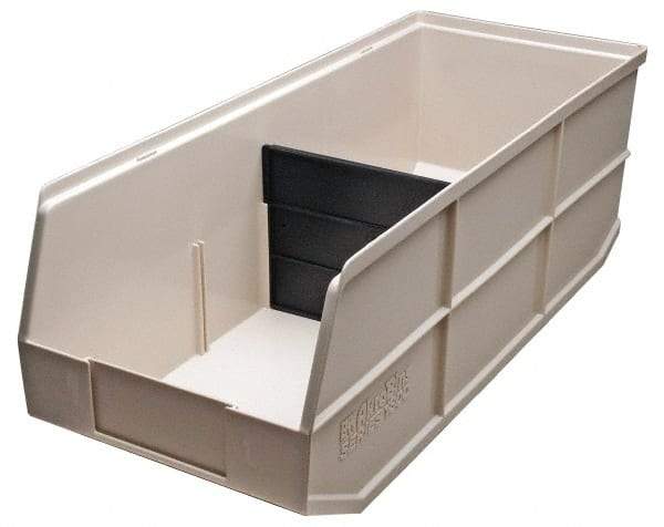 Akro-Mils - 60 Lb. Load Capacity, 20-1/2" Deep, Ivory Polymer Hopper Stacking Bin - 7" High x 8-1/4" Wide x 20-1/2" Long - Americas Tooling