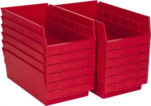 Akro-Mils - 11-5/8" Deep, Red Hopper Shelf Bin - 4" High x 6-5/8" Wide x 11-5/8" Long - Americas Tooling