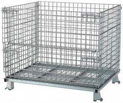 Nashville Wire - 40" Long x 32" Wide x 34-1/2" High Steel Basket-Style Bulk Folding Wire Stackable Container - 4,000 Lb. Load Capacity - Americas Tooling