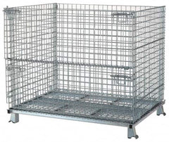 Nashville Wire - 48" Long x 40" Wide x 36" High Steel Basket-Style Bulk Folding Wire Stackable Container - 4,000 Lb. Load Capacity - Americas Tooling