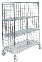 Metro - 1,000 Lb Capacity, 3 Shelf, 3-Sided Steel Truck - 48" Long x 24" Wide x 59" High, 5" Diam Polyurethane Wheels - Americas Tooling