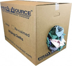 PRO-SOURCE - Reclaimed Poly/Cotton T-Shirt Rags - Assorted Colors, Poly/Cotton, Low Lint, 50 Lbs. at 4 to 6 per Pound, Box - Americas Tooling