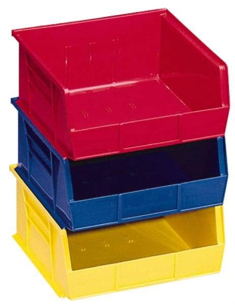 Akro-Mils - 75 Lb. Load Capacity, 18" Deep, Yellow Polymer Hopper Stacking Bin - 11" High x 16-1/2" Wide x 18" Long - Americas Tooling