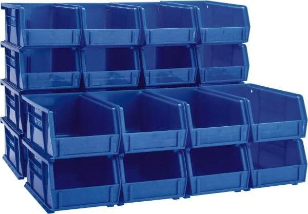 Akro-Mils - 10 Lb. Load Capacity, 7-3/8" Deep, Blue Polymer Hopper Stacking Bin - 3" High x 4-1/8" Wide x 7-3/8" Long - Americas Tooling