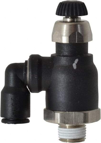 Legris - 1/4" Tube OD x 1/8" Male NPT Compact Swivel Outlet Flow Control Regulator - 0 to 145 psi & Nylon Material - Americas Tooling