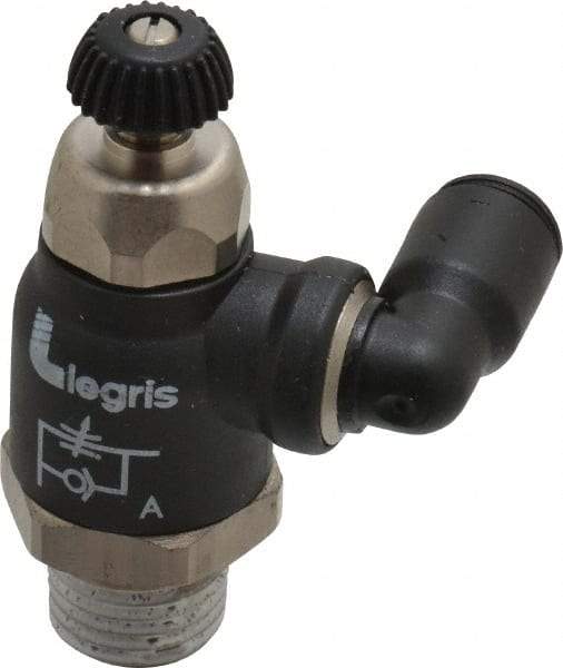 Legris - 1/4" Tube OD x 1/4" Male NPT Compact Swivel Outlet Flow Control Regulator - 0 to 145 psi & Nylon Material - Americas Tooling