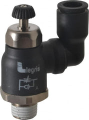 Legris - 3/8" Tube OD x 1/4" Male NPT Compact Swivel Outlet Flow Control Regulator - 0 to 145 psi & Nylon Material - Americas Tooling