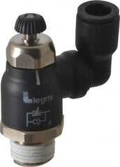 Legris - 3/8" Tube OD x 3/8" Male NPT Compact Swivel Outlet Flow Control Regulator - 0 to 145 psi & Nylon Material - Americas Tooling