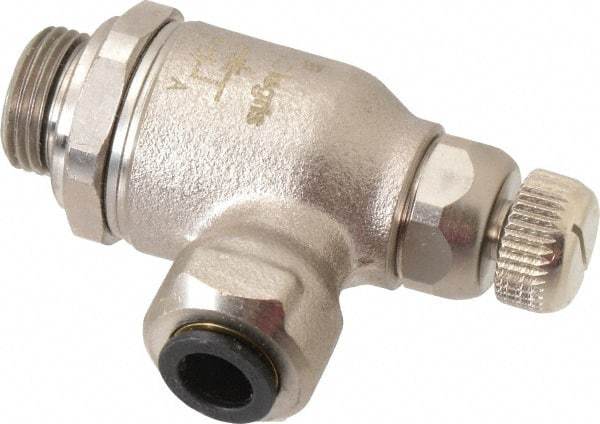 Legris - 8mm Tube OD x 3/8" BSPP Metal Flow Control Regulator - 0 to 145 psi, Buna Nitrile O-Ring & Treated Brass Material - Americas Tooling