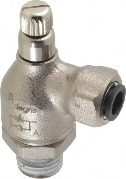 Legris - 1/4" Tube OD x 1/4" NPT Metal Flow Control Regulator - 0 to 145 psi & Treated Brass Material - Americas Tooling