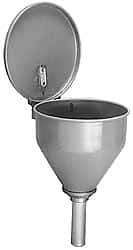 Justrite - 10" High x 10-3/4" Diam, Galvanized Steel, Self Closing Drum Funnel with Flame Arrester - 32" Arrester/Tube Length, 30 to 50 Gal Drum/Pail Capacity - Americas Tooling