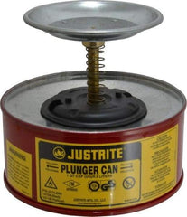 Justrite - 1 Quart Capacity, 5-5/8 Inch High x 7-1/4 Inch Diameter, Steel Plunger Can - 5 Inch Dasher Diameter, Red, Approval Listing/Regulation FM - Americas Tooling