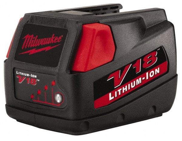 Milwaukee Tool - 18 Volt Lithium-Ion Power Tool Battery - 3 Ahr Capacity, 1 hr Charge Time, Series V18 - Americas Tooling