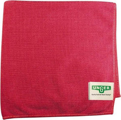 Unger - Flat Fold Microfiber Wipes - 16" x 15" Sheet Size, Red - Americas Tooling