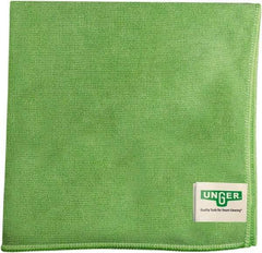 Unger - Flat Fold Microfiber Wipes - 16" x 15" Sheet Size, Green - Americas Tooling