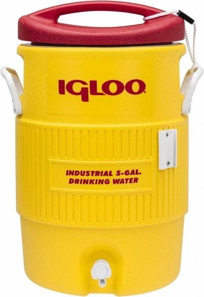 Igloo - 5 Gal Beverage Cooler - Plastic, Yellow/Red - Americas Tooling