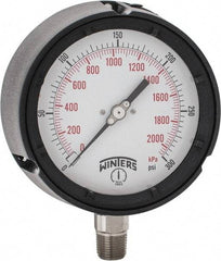 Winters - 4-1/2" Dial, 1/2 Thread, 0-300 Scale Range, Pressure Gauge - Lower Connection Mount, Accurate to 0.5% of Scale - Americas Tooling