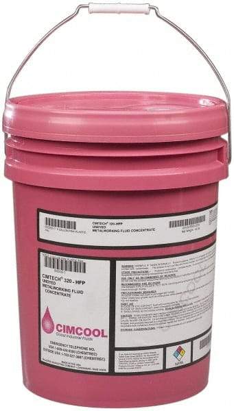 Cimcool - Cimtech 320-HFP, 5 Gal Pail Cutting & Grinding Fluid - Synthetic, For Boring, Drilling, Milling, Reaming, Tapping, Turning - Americas Tooling