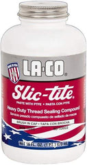 LA-CO - 1 Pt Brush Top Can White Thread Sealant - Paste with PTFE, 500°F Max Working Temp, For Metal, PVC, CPVC & ABS Plastic Pipe Threads - Americas Tooling