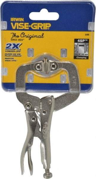 Irwin - 4" OAL C-Clamp Locking Pliers - 1-1/4" Jaw Depth, 1-5/8" Jaw Opening - Americas Tooling