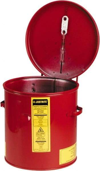 Justrite - 2 Gallon Capacity, 24-Gauge Coated Steel Body, Red Dip Tank - 10 Inch High x 9-3/8 Inch Diameter - Americas Tooling