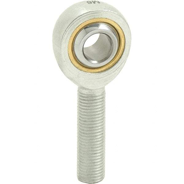 Tritan - 3/16" ID, 1-9/16" Max OD, 1,174 Lb Max Static Cap, Male Spherical Rod End - 10-32 LH, 5/16" Shank Diam, 3/4" Shank Length, Zinc Plated Carbon Steel with Sintered Oil Impregnated Bronze Raceway - Americas Tooling