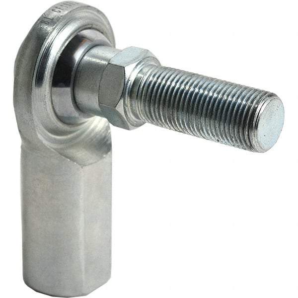 Tritan - 5/8" ID, 9,800 Lb Max Static Cap, Female Spherical Rod End - 5/8-18 UNF RH, 3/4" Shank Diam, 1-3/8" Shank Length, Zinc Plated Carbon Steel with Low Carbon Steel Raceway - Americas Tooling