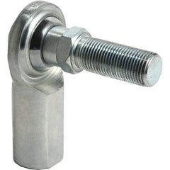 Tritan - 3/8" ID, 5,100 Lb Max Static Cap, Female Spherical Rod End - 3/8-24 UNF RH, 1/2" Shank Diam, 13/16" Shank Length, Zinc Plated Carbon Steel with Low Carbon Steel Raceway - Americas Tooling