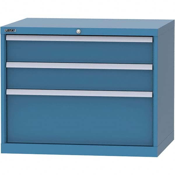 LISTA - 3 Drawer, 84 Compartment Bright Blue Steel Modular Storage Cabinet - Americas Tooling