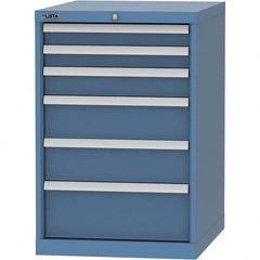 LISTA - 6 Drawer, 99 Compartment Bright Blue Steel Modular Storage Cabinet - Americas Tooling