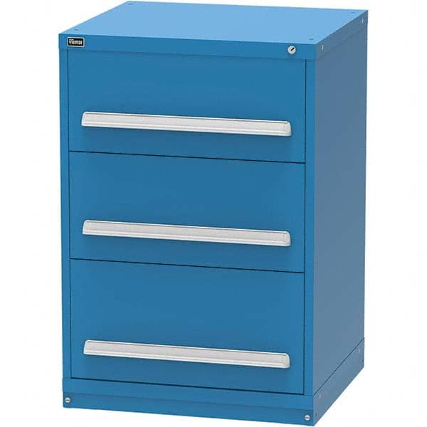 Vidmar - 3 Drawer, 124 Compartment Bright Blue Steel Modular Storage Cabinet - Americas Tooling