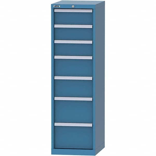 LISTA - 7 Drawer, 216 Compartment Bright Blue Steel Modular Storage Cabinet - Americas Tooling