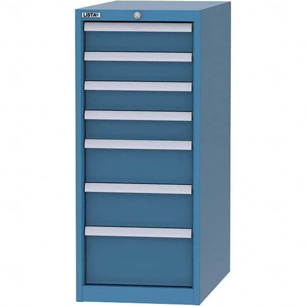 LISTA - 7 Drawer, 45 Compartment Bright Blue Steel Modular Storage Cabinet - Americas Tooling