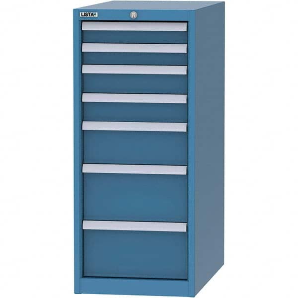 LISTA - 7 Drawer, 45 Compartment Bright Blue Steel Modular Storage Cabinet - Americas Tooling