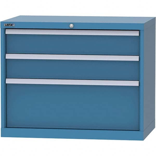 LISTA - 3 Drawer, 84 Compartment Bright Blue Steel Modular Storage Cabinet - Americas Tooling