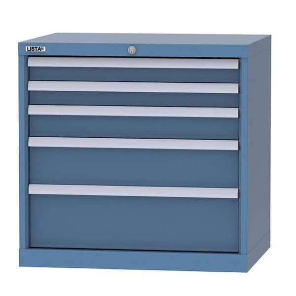 LISTA - 3 Drawer, 124 Compartment Bright Blue Steel Modular Storage Cabinet - Americas Tooling