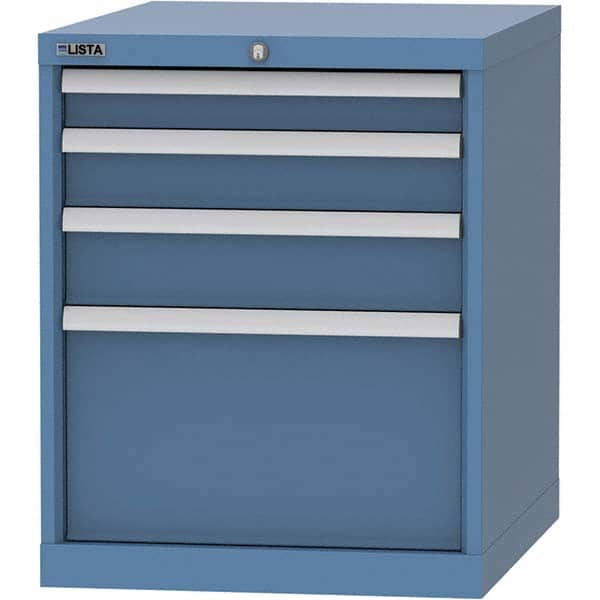 LISTA - 4 Drawer, 99 Compartment Bright Blue Steel Modular Storage Cabinet - Americas Tooling