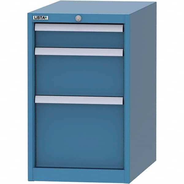 LISTA - 3 Drawer, 45 Compartment Bright Blue Steel Modular Storage Cabinet - Americas Tooling