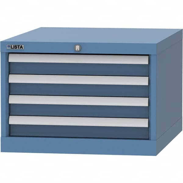 LISTA - 4 Drawer, 99 Compartment Bright Blue Steel Modular Storage Cabinet - Americas Tooling