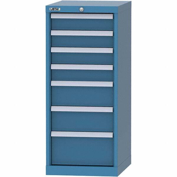 LISTA - 7 Drawer, 216 Compartment Bright Blue Steel Modular Storage Cabinet - Americas Tooling